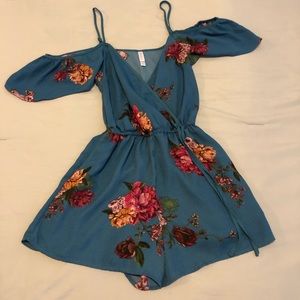Exhilaraition Blue Floral Romper